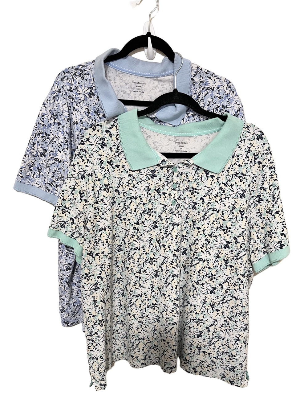 Croft & Barrow 3X Cotton Lot 2 Stretch Polo Botanical Floral Preppy Garden Golf